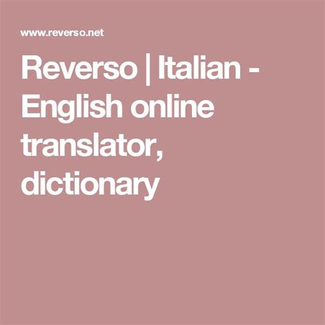 reverso italiano inglese